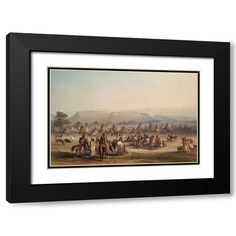 Camp of the Piekann Indians Black Modern Wood Framed Art Print with Double Matting by Bodmer, Karl