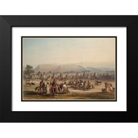 Camp of the Piekann Indians Black Modern Wood Framed Art Print with Double Matting by Bodmer, Karl