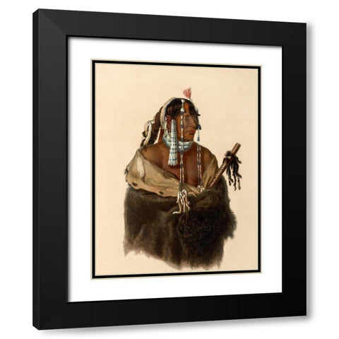 Mandeh-Pahchu A young Mandan indian Black Modern Wood Framed Art Print with Double Matting by Bodmer, Karl