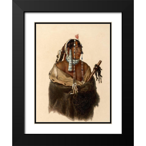 Mandeh-Pahchu A young Mandan indian Black Modern Wood Framed Art Print with Double Matting by Bodmer, Karl