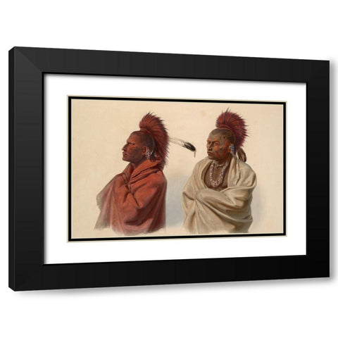 Saki indian and Musquake indian Black Modern Wood Framed Art Print with Double Matting by Bodmer, Karl
