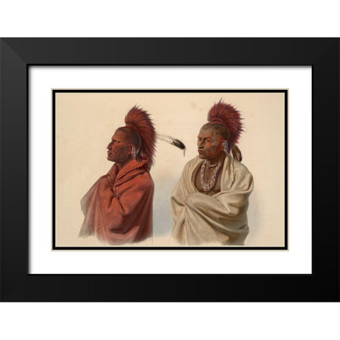 Saki indian and Musquake indian Black Modern Wood Framed Art Print with Double Matting by Bodmer, Karl