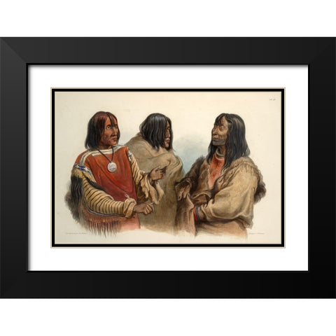 Chief of the Blood indians War chief of the Piekann indians and Koutani indian Black Modern Wood Framed Art Print with Double Matting by Bodmer, Karl