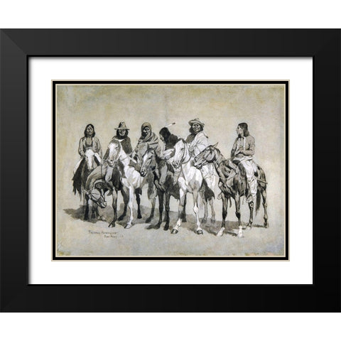 Waiting For The Beef Issue Black Modern Wood Framed Art Print with Double Matting by Remington, Frederic