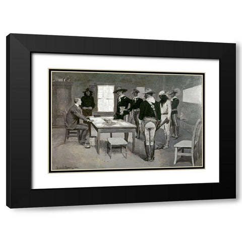 Apache Before The Indian Agency Black Modern Wood Framed Art Print with Double Matting by Remington, Frederic