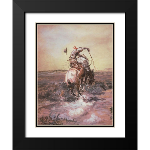 A Slick Rider Black Modern Wood Framed Art Print with Double Matting by Russell, Charles Marion