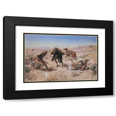 The Cinch Ring Black Modern Wood Framed Art Print with Double Matting by Russell, Charles Marion