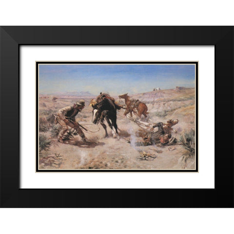 The Cinch Ring Black Modern Wood Framed Art Print with Double Matting by Russell, Charles Marion