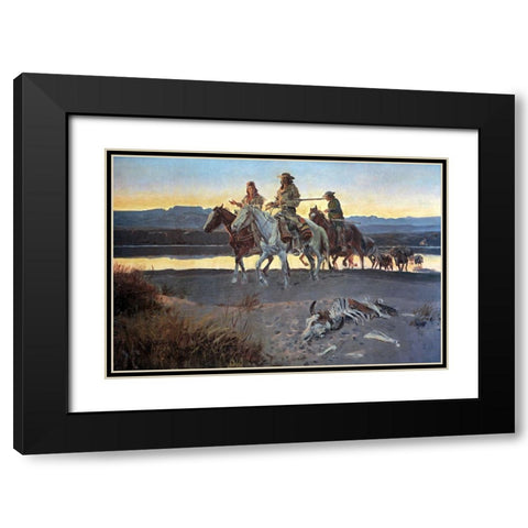 Carsons Men Black Modern Wood Framed Art Print with Double Matting by Russell, Charles Marion