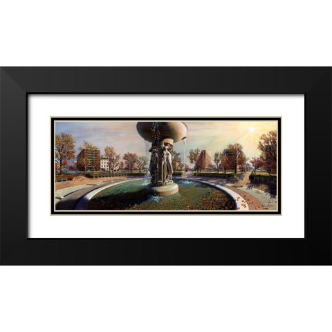 Washington Chronicle II Black Modern Wood Framed Art Print with Double Matting by Wang, John Z.