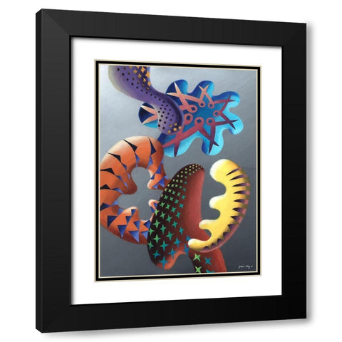 Zillusion II Black Modern Wood Framed Art Print with Double Matting by Wang, John Z.