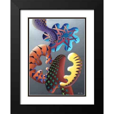 Zillusion II Black Modern Wood Framed Art Print with Double Matting by Wang, John Z.