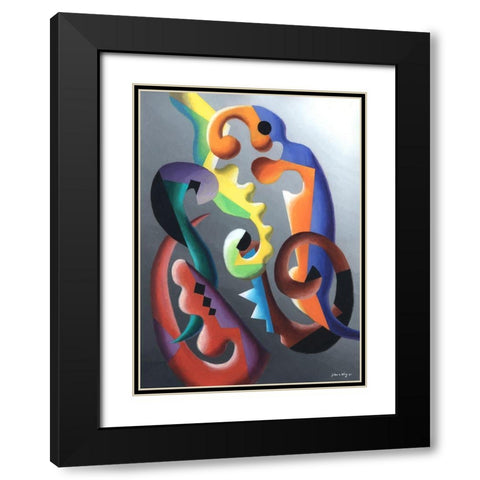Zillusion III Black Modern Wood Framed Art Print with Double Matting by Wang, John Z.