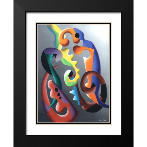 Zillusion III Black Modern Wood Framed Art Print with Double Matting by Wang, John Z.