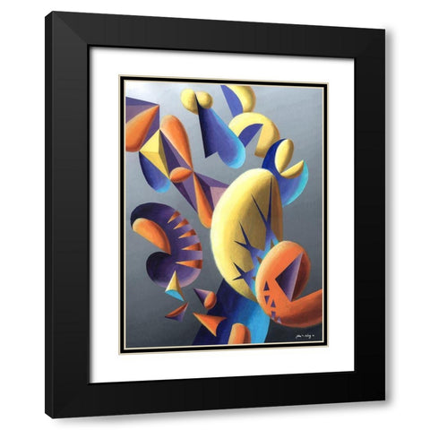 Zillusion V Black Modern Wood Framed Art Print with Double Matting by Wang, John Z.