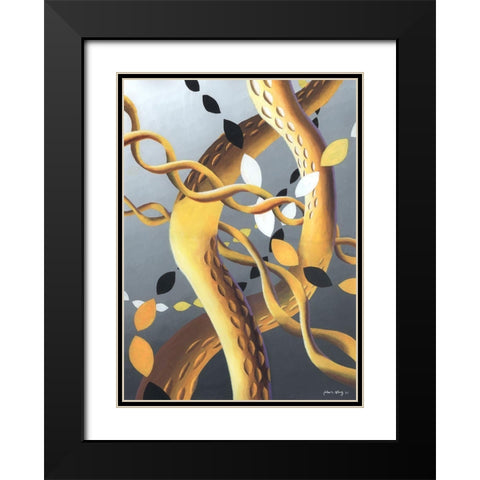 Zillusion VII Black Modern Wood Framed Art Print with Double Matting by Wang, John Z.