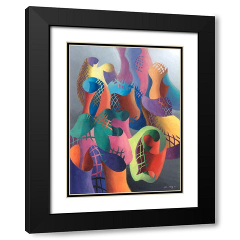 Zillusion VIII Black Modern Wood Framed Art Print with Double Matting by Wang, John Z.
