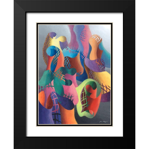 Zillusion VIII Black Modern Wood Framed Art Print with Double Matting by Wang, John Z.