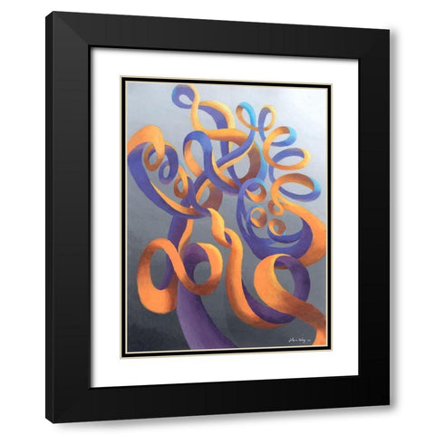 Zillusion IX Black Modern Wood Framed Art Print with Double Matting by Wang, John Z.