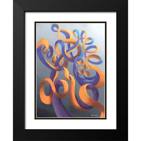 Zillusion IX Black Modern Wood Framed Art Print with Double Matting by Wang, John Z.