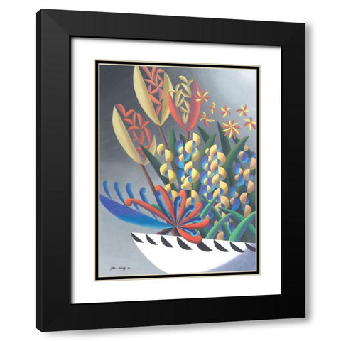Dream Flowers III Black Modern Wood Framed Art Print with Double Matting by Wang, John Z.