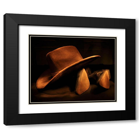 Hat and Boots I Black Modern Wood Framed Art Print with Double Matting by The Yellowstone Collection