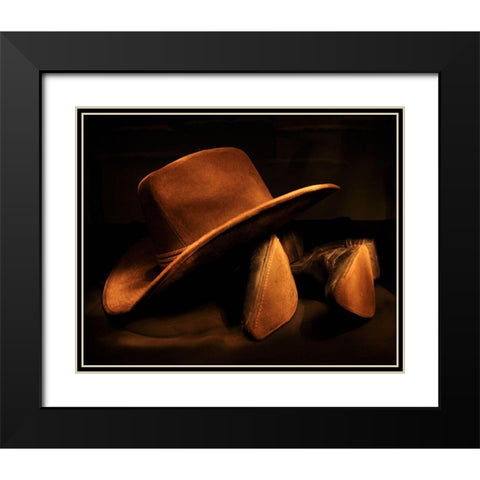 Hat and Boots I Black Modern Wood Framed Art Print with Double Matting by The Yellowstone Collection