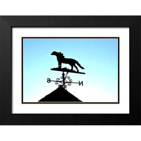 Horse Weather Vane Black Modern Wood Framed Art Print with Double Matting by The Yellowstone Collection