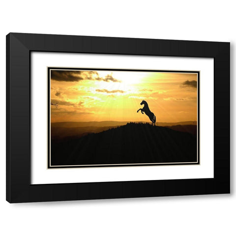Sunset Dancer Black Modern Wood Framed Art Print with Double Matting by The Yellowstone Collection