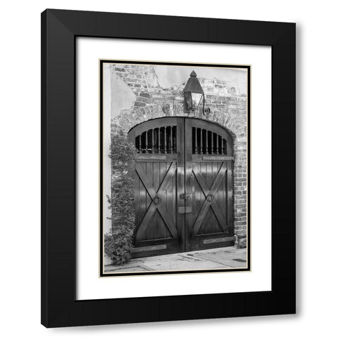 Wooden stable door Black Modern Wood Framed Art Print with Double Matting by The Yellowstone Collection