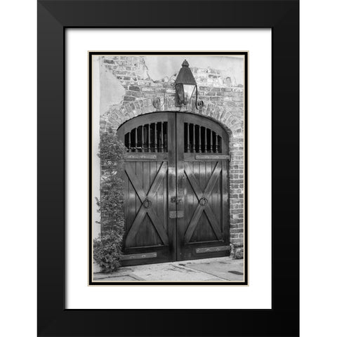 Wooden stable door Black Modern Wood Framed Art Print with Double Matting by The Yellowstone Collection