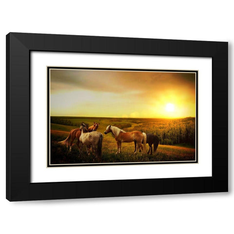 A Kiss Goodnight Black Modern Wood Framed Art Print with Double Matting by The Yellowstone Collection