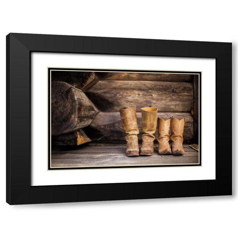 Cowboy boots Black Modern Wood Framed Art Print with Double Matting by The Yellowstone Collection