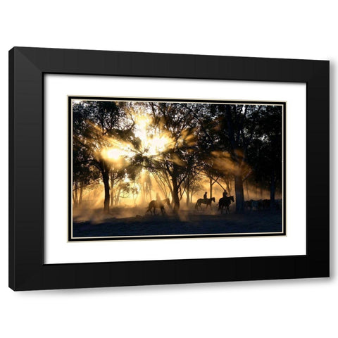 Forest Riders Black Modern Wood Framed Art Print with Double Matting by The Yellowstone Collection