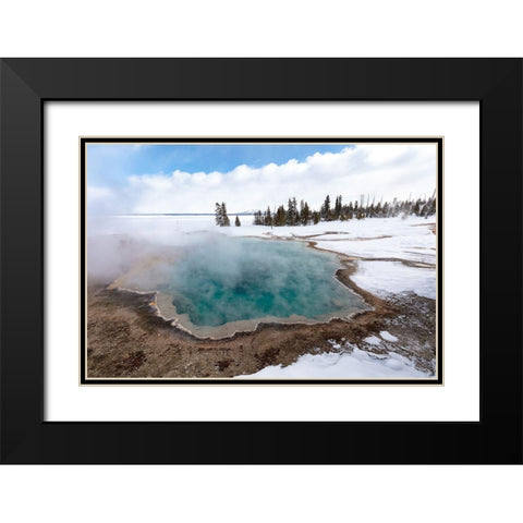 Black Pool Steaming, Yellowstone National Park Black Modern Wood Framed Art Print with Double Matting by Frank, Jacob W.