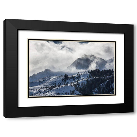 Blowing Snow, Electric Peak, Yellowstone National Park Black Modern Wood Framed Art Print with Double Matting by The Yellowstone Collection