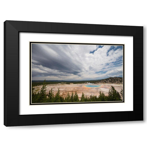 Building Storm over Grand Prismatic Spring, Yellowstone National Park Black Modern Wood Framed Art Print with Double Matting by Frank, Jacob W.