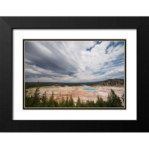 Building Storm over Grand Prismatic Spring, Yellowstone National Park Black Modern Wood Framed Art Print with Double Matting by Frank, Jacob W.
