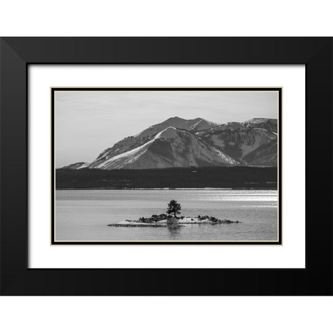 Carrington Island and Mount Sheridan, Yellowstone National Park Black Modern Wood Framed Art Print with Double Matting by The Yellowstone Collection