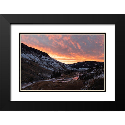 Sunrise at Gardner River, Yellowstone National Park Black Modern Wood Framed Art Print with Double Matting by Frank, Jacob W.