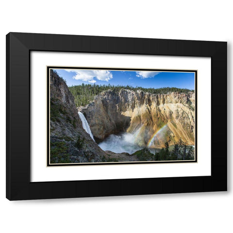 Lower Falls from Uncle Toms Trail, Yellowstone National Park Black Modern Wood Framed Art Print with Double Matting by Herbert, Neal