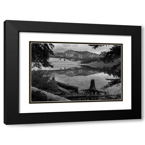 Early Morning at Trout Lake, Yellowstone National Park Black Modern Wood Framed Art Print with Double Matting by The Yellowstone Collection