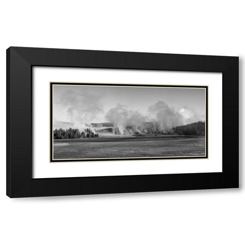 Early Morning Steam, Upper Geyser Basin, Yellowstone National Park Black Modern Wood Framed Art Print with Double Matting by The Yellowstone Collection