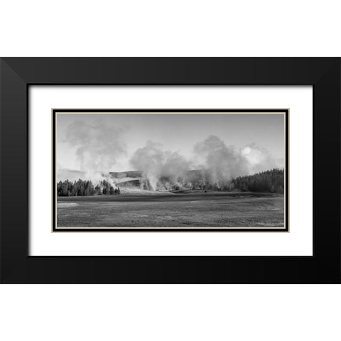 Early Morning Steam, Upper Geyser Basin, Yellowstone National Park Black Modern Wood Framed Art Print with Double Matting by The Yellowstone Collection