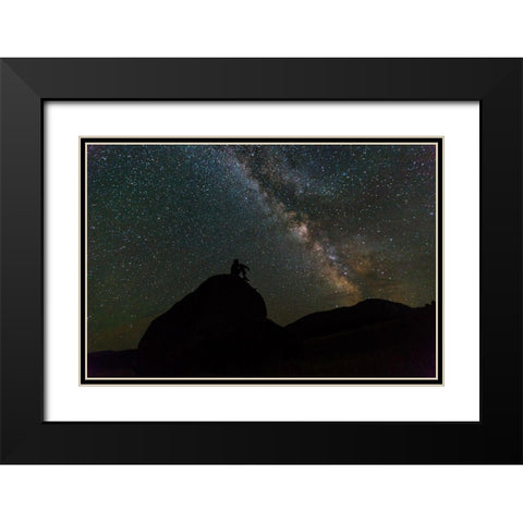 Milky Way, Mammoth Hot Springs, Yellowstone National Park Black Modern Wood Framed Art Print with Double Matting by The Yellowstone Collection