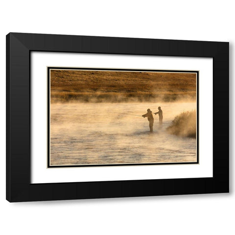 Fall Fishing on the Madison River, Yellowstone National Park Black Modern Wood Framed Art Print with Double Matting by Frank, Jacob W.