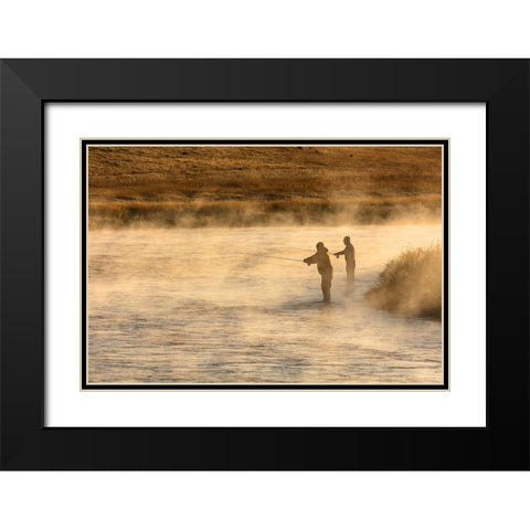 Fall Fishing on the Madison River, Yellowstone National Park Black Modern Wood Framed Art Print with Double Matting by Frank, Jacob W.