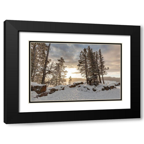 Fall Sunrise at Lookout Point Overlook, Yellowstone National Park Black Modern Wood Framed Art Print with Double Matting by Frank, Jacob W.