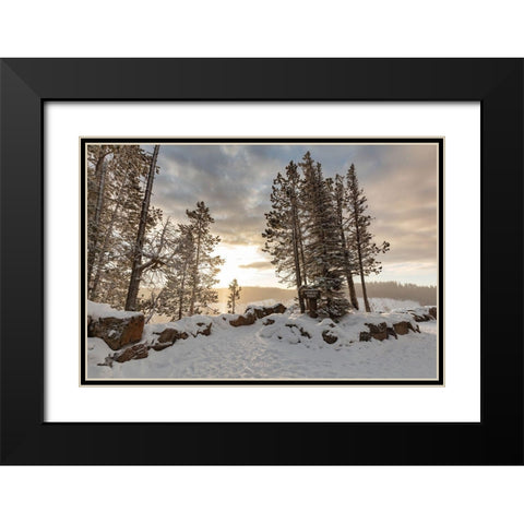 Fall Sunrise at Lookout Point Overlook, Yellowstone National Park Black Modern Wood Framed Art Print with Double Matting by Frank, Jacob W.