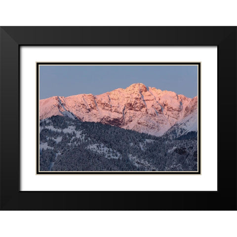 First light on Electric Peak, Yellowstone National Park Black Modern Wood Framed Art Print with Double Matting by Frank, Jacob W.
